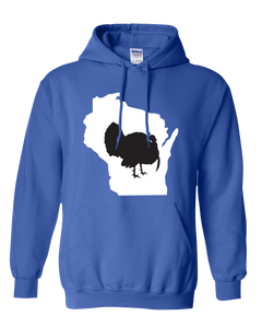 Pullover Hooded Sweatshirt Wisconsin Royal Turkey Vibrant Design High Quality Tight Knit Ring Spun Low Maintenance Cotton Printed With The Newest Available Color Transfer Technology