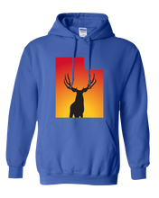Load image into Gallery viewer, Pullover Hooded Sweatshirt Utah Royal Mule Deer Vibrant Design High Quality Tight Knit Ring Spun Low Maintenance Cotton Printed With The Newest Available Color Transfer Technology