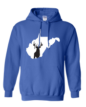 Load image into Gallery viewer, Pullover Hooded Sweatshirt West Virginia Royal Whitetail Deer Vibrant Design High Quality Tight Knit Ring Spun Low Maintenance Cotton Printed With The Newest Available Color Transfer Technology