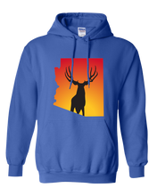 Load image into Gallery viewer, Pullover Hooded Sweatshirt Arizona Royal Mule Deer Vibrant Design High Quality Tight Knit Ring Spun Low Maintenance Cotton Printed With The Newest Available Color Transfer Technology