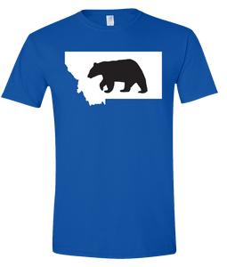 Short Sleeve T-Shirt Montana Royal Black Bear Vibrant Design High Quality Tight Knit Ring Spun Low Maintenance Cotton Printed With The Newest Available Color Transfer Technology