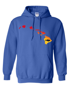 Pullover Hooded Sweatshirt Hawaii Royal Large Mouth Bass Vibrant Design High Quality Tight Knit Ring Spun Low Maintenance Cotton Printed With The Newest Available Color Transfer Technology
