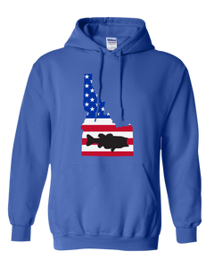 Pullover Hooded Sweatshirt Idaho Royal Large Mouth Bass Vibrant Design High Quality Tight Knit Ring Spun Low Maintenance Cotton Printed With The Newest Available Color Transfer Technology