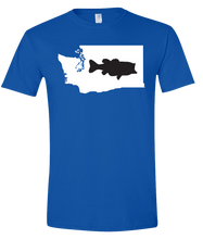 Load image into Gallery viewer, Short Sleeve T-Shirt Washington Royal Large Mouth Bass Vibrant Design High Quality Tight Knit Ring Spun Low Maintenance Cotton Printed With The Newest Available Color Transfer Technology