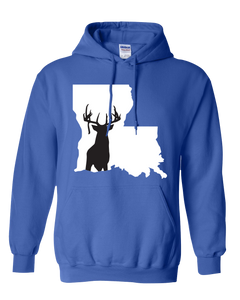 Pullover Hooded Sweatshirt Louisiana Royal Whitetail Deer Vibrant Design High Quality Tight Knit Ring Spun Low Maintenance Cotton Printed With The Newest Available Color Transfer Technology