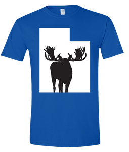 Short Sleeve T-Shirt Utah Royal Moose Vibrant Design High Quality Tight Knit Ring Spun Low Maintenance Cotton Printed With The Newest Available Color Transfer Technology