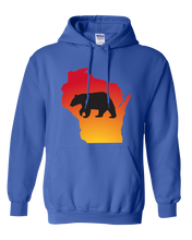 Load image into Gallery viewer, Pullover Hooded Sweatshirt Wisconsin Royal Black Bear Vibrant Design High Quality Tight Knit Ring Spun Low Maintenance Cotton Printed With The Newest Available Color Transfer Technology