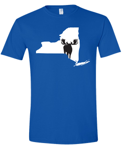 Short Sleeve T-Shirt New York Royal Moose Vibrant Design High Quality Tight Knit Ring Spun Low Maintenance Cotton Printed With The Newest Available Color Transfer Technology
