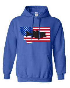Pullover Hooded Sweatshirt Montana Royal Large Mouth Bass Vibrant Design High Quality Tight Knit Ring Spun Low Maintenance Cotton Printed With The Newest Available Color Transfer Technology