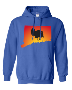 Pullover Hooded Sweatshirt Connecticut Royal Turkey Vibrant Design High Quality Tight Knit Ring Spun Low Maintenance Cotton Printed With The Newest Available Color Transfer Technology