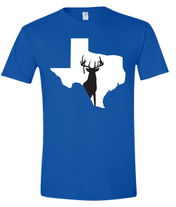 Short Sleeve T-Shirt Texas Royal Whitetail Deer Vibrant Design High Quality Tight Knit Ring Spun Low Maintenance Cotton Printed With The Newest Available Color Transfer Technology