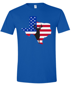 Short Sleeve T-Shirt Texas Royal Whitetail Deer Vibrant Design High Quality Tight Knit Ring Spun Low Maintenance Cotton Printed With The Newest Available Color Transfer Technology