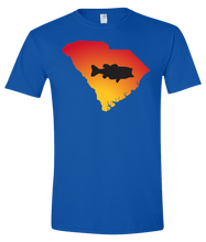 Load image into Gallery viewer, Short Sleeve T-Shirt South Carolina Royal Large Mouth Bass Vibrant Design High Quality Tight Knit Ring Spun Low Maintenance Cotton Printed With The Newest Available Color Transfer Technology