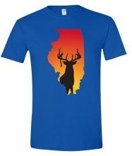 Load image into Gallery viewer, Short Sleeve T-Shirt Illinois Royal Whitetail Deer Vibrant Design High Quality Tight Knit Ring Spun Low Maintenance Cotton Printed With The Newest Available Color Transfer Technology