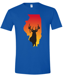 Short Sleeve T-Shirt Illinois Royal Whitetail Deer Vibrant Design High Quality Tight Knit Ring Spun Low Maintenance Cotton Printed With The Newest Available Color Transfer Technology