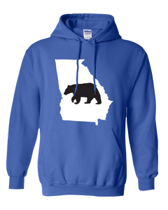 Pullover Hooded Sweatshirt Georgia Royal Black Bear Vibrant Design High Quality Tight Knit Ring Spun Low Maintenance Cotton Printed With The Newest Available Color Transfer Technology