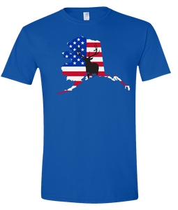 Short Sleeve T-Shirt Alaska Royal Elk Vibrant Design High Quality Tight Knit Ring Spun Low Maintenance Cotton Printed With The Newest Available Color Transfer Technology
