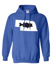 Load image into Gallery viewer, Pullover Hooded Sweatshirt Nebraska Royal Large Mouth Bass Vibrant Design High Quality Tight Knit Ring Spun Low Maintenance Cotton Printed With The Newest Available Color Transfer Technology