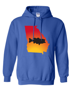 Pullover Hooded Sweatshirt Georgia Royal Large Mouth Bass Vibrant Design High Quality Tight Knit Ring Spun Low Maintenance Cotton Printed With The Newest Available Color Transfer Technology