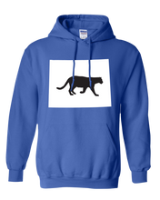 Load image into Gallery viewer, Pullover Hooded Sweatshirt Wyoming Royal Mountain Lion Vibrant Design High Quality Tight Knit Ring Spun Low Maintenance Cotton Printed With The Newest Available Color Transfer Technology