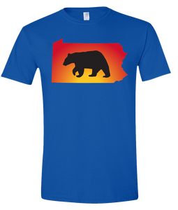 Short Sleeve T-Shirt Pennsylvania Royal Black Bear Vibrant Design High Quality Tight Knit Ring Spun Low Maintenance Cotton Printed With The Newest Available Color Transfer Technology