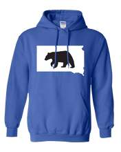 Load image into Gallery viewer, Pullover Hooded Sweatshirt South Dakota Royal Black Bear Vibrant Design High Quality Tight Knit Ring Spun Low Maintenance Cotton Printed With The Newest Available Color Transfer Technology