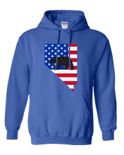Load image into Gallery viewer, Pullover Hooded Sweatshirt Nevada Royal Black Bear Vibrant Design High Quality Tight Knit Ring Spun Low Maintenance Cotton Printed With The Newest Available Color Transfer Technology