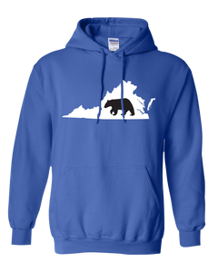Pullover Hooded Sweatshirt Virginia Royal Black Bear Vibrant Design High Quality Tight Knit Ring Spun Low Maintenance Cotton Printed With The Newest Available Color Transfer Technology