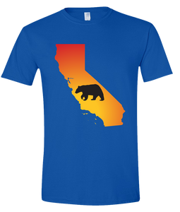 Short Sleeve T-Shirt California Royal Black Bear Vibrant Design High Quality Tight Knit Ring Spun Low Maintenance Cotton Printed With The Newest Available Color Transfer Technology