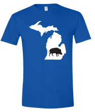 Load image into Gallery viewer, Short Sleeve T-Shirt Michigan Royal Wild Hog Vibrant Design High Quality Tight Knit Ring Spun Low Maintenance Cotton Printed With The Newest Available Color Transfer Technology
