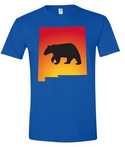Short Sleeve T-Shirt New Mexico Royal Black Bear Vibrant Design High Quality Tight Knit Ring Spun Low Maintenance Cotton Printed With The Newest Available Color Transfer Technology