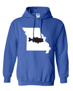Pullover Hooded Sweatshirt Missouri Royal Large Mouth Bass Vibrant Design High Quality Tight Knit Ring Spun Low Maintenance Cotton Printed With The Newest Available Color Transfer Technology
