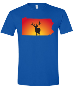 Short Sleeve T-Shirt Pennsylvania Royal Elk Vibrant Design High Quality Tight Knit Ring Spun Low Maintenance Cotton Printed With The Newest Available Color Transfer Technology