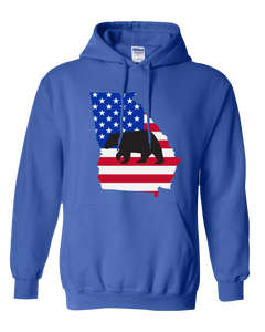 Pullover Hooded Sweatshirt Georgia Royal Black Bear Vibrant Design High Quality Tight Knit Ring Spun Low Maintenance Cotton Printed With The Newest Available Color Transfer Technology