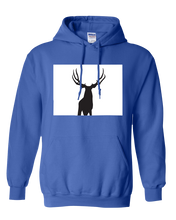 Load image into Gallery viewer, Pullover Hooded Sweatshirt Colorado Royal Mule Deer Vibrant Design High Quality Tight Knit Ring Spun Low Maintenance Cotton Printed With The Newest Available Color Transfer Technology