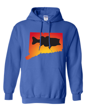 Load image into Gallery viewer, Pullover Hooded Sweatshirt Connecticut Royal Large Mouth Bass Vibrant Design High Quality Tight Knit Ring Spun Low Maintenance Cotton Printed With The Newest Available Color Transfer Technology