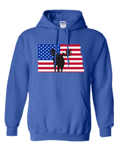 Pullover Hooded Sweatshirt North Dakota Royal Moose Vibrant Design High Quality Tight Knit Ring Spun Low Maintenance Cotton Printed With The Newest Available Color Transfer Technology