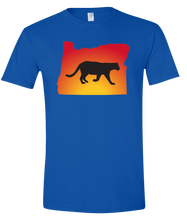 Load image into Gallery viewer, Short Sleeve T-Shirt Oregon Royal Mountain Lion Vibrant Design High Quality Tight Knit Ring Spun Low Maintenance Cotton Printed With The Newest Available Color Transfer Technology
