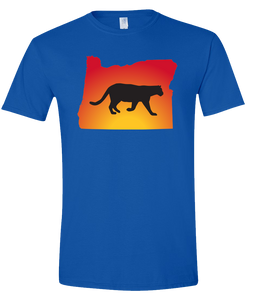 Short Sleeve T-Shirt Oregon Royal Mountain Lion Vibrant Design High Quality Tight Knit Ring Spun Low Maintenance Cotton Printed With The Newest Available Color Transfer Technology