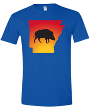 Load image into Gallery viewer, Short Sleeve T-Shirt Arkansas Royal Wild Hog Vibrant Design High Quality Tight Knit Ring Spun Low Maintenance Cotton Printed With The Newest Available Color Transfer Technology