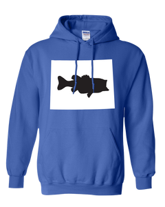 Pullover Hooded Sweatshirt Wyoming Royal Large Mouth Bass Vibrant Design High Quality Tight Knit Ring Spun Low Maintenance Cotton Printed With The Newest Available Color Transfer Technology
