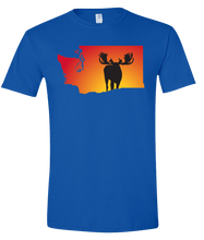 Load image into Gallery viewer, Short Sleeve T-Shirt Washington Royal Moose Vibrant Design High Quality Tight Knit Ring Spun Low Maintenance Cotton Printed With The Newest Available Color Transfer Technology