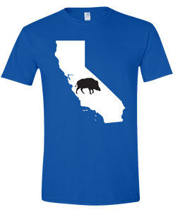 Short Sleeve T-Shirt California Royal Wild Hog Vibrant Design High Quality Tight Knit Ring Spun Low Maintenance Cotton Printed With The Newest Available Color Transfer Technology