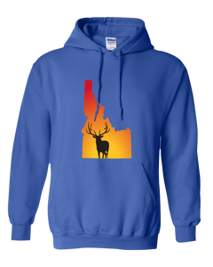 Pullover Hooded Sweatshirt Idaho Royal Elk Vibrant Design High Quality Tight Knit Ring Spun Low Maintenance Cotton Printed With The Newest Available Color Transfer Technology