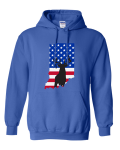 Pullover Hooded Sweatshirt Indiana Royal Whitetail Deer Vibrant Design High Quality Tight Knit Ring Spun Low Maintenance Cotton Printed With The Newest Available Color Transfer Technology