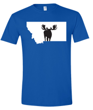Load image into Gallery viewer, Short Sleeve T-Shirt Montana Royal Moose Vibrant Design High Quality Tight Knit Ring Spun Low Maintenance Cotton Printed With The Newest Available Color Transfer Technology