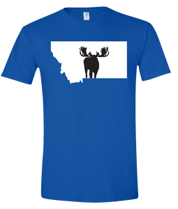 Short Sleeve T-Shirt Montana Royal Moose Vibrant Design High Quality Tight Knit Ring Spun Low Maintenance Cotton Printed With The Newest Available Color Transfer Technology