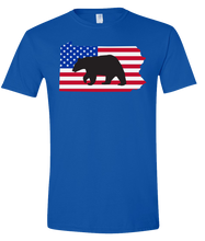 Load image into Gallery viewer, Short Sleeve T-Shirt Pennsylvania Royal Black Bear Vibrant Design High Quality Tight Knit Ring Spun Low Maintenance Cotton Printed With The Newest Available Color Transfer Technology