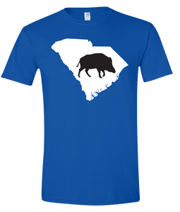 Short Sleeve T-Shirt South Carolina Royal Wild Hog Vibrant Design High Quality Tight Knit Ring Spun Low Maintenance Cotton Printed With The Newest Available Color Transfer Technology