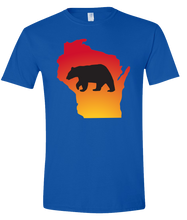 Load image into Gallery viewer, Short Sleeve T-Shirt Wisconsin Royal Black Bear Vibrant Design High Quality Tight Knit Ring Spun Low Maintenance Cotton Printed With The Newest Available Color Transfer Technology